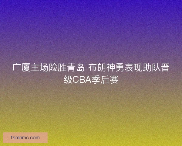 广厦主场险胜青岛 布朗神勇表现助队晋级CBA季后赛