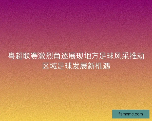 粤超联赛激烈角逐展现地方足球风采推动区域足球发展新机遇