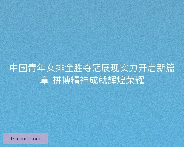 中国青年女排全胜夺冠展现实力开启新篇章 拼搏精神成就辉煌荣耀